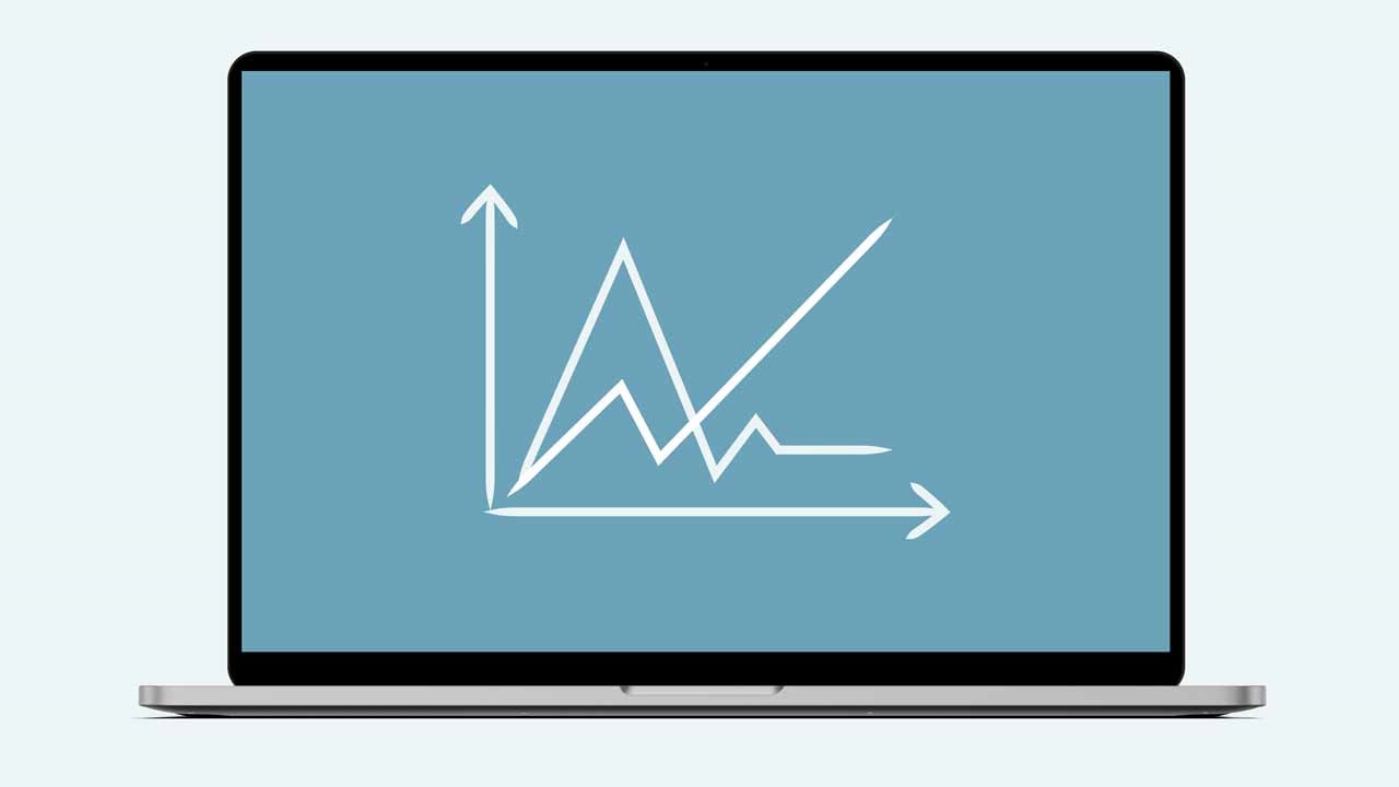 fintego Prognoserechner Laptopbildschirm mit Graphen als Zeichen für den Prognoserechner